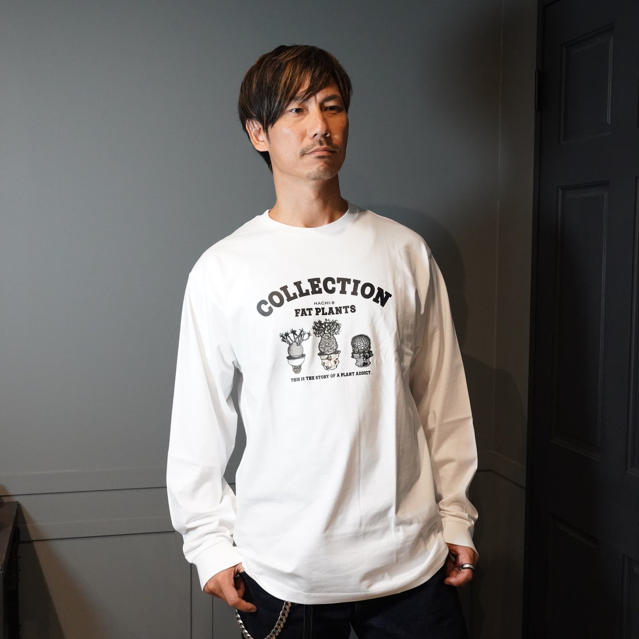 HACHI-8×GreenPrickle オリジナルTシャツ 長袖 (ホワイ)