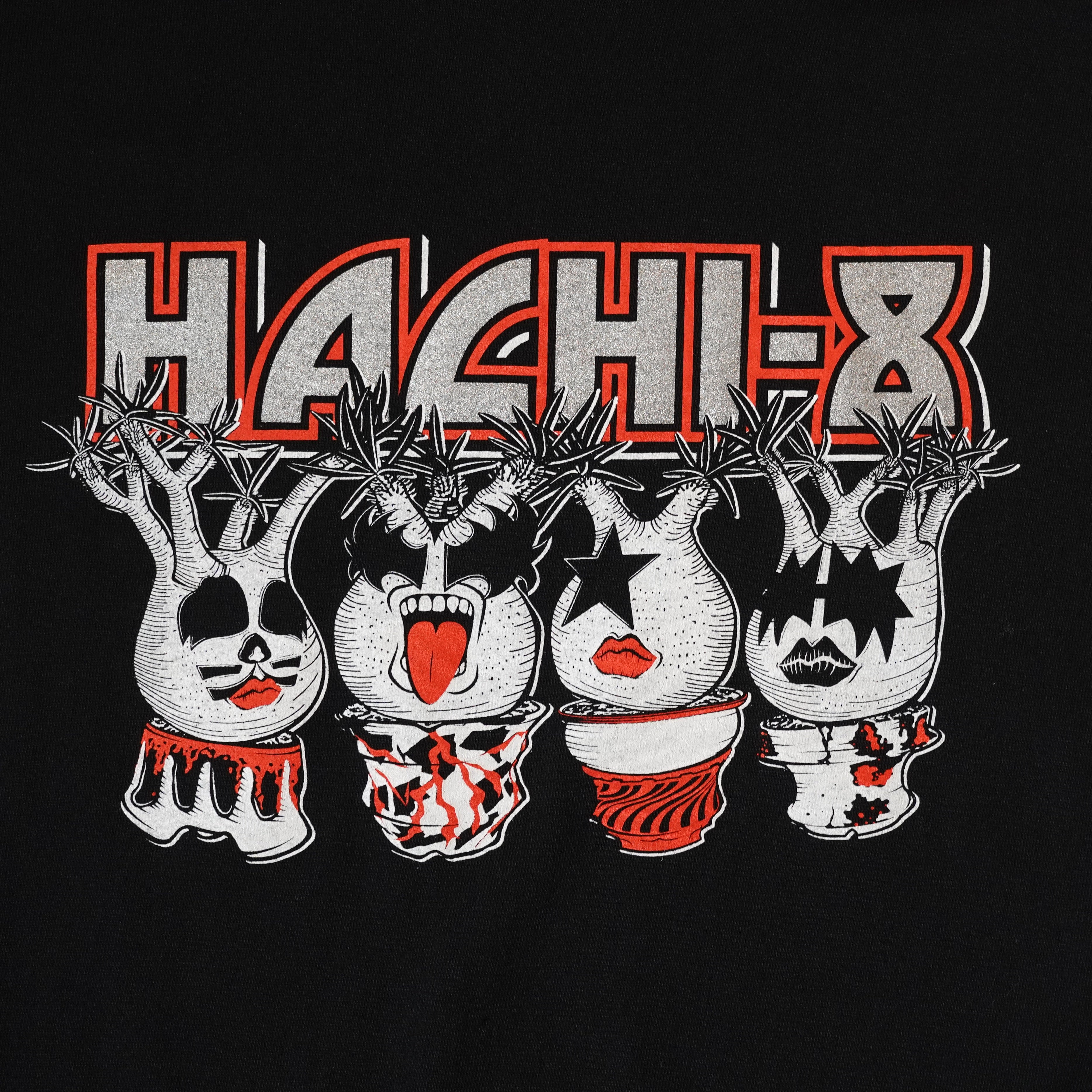 HACHI-8×GreenPrickle」 HACHI-8のロック Tシャツ 半袖 (ブラック